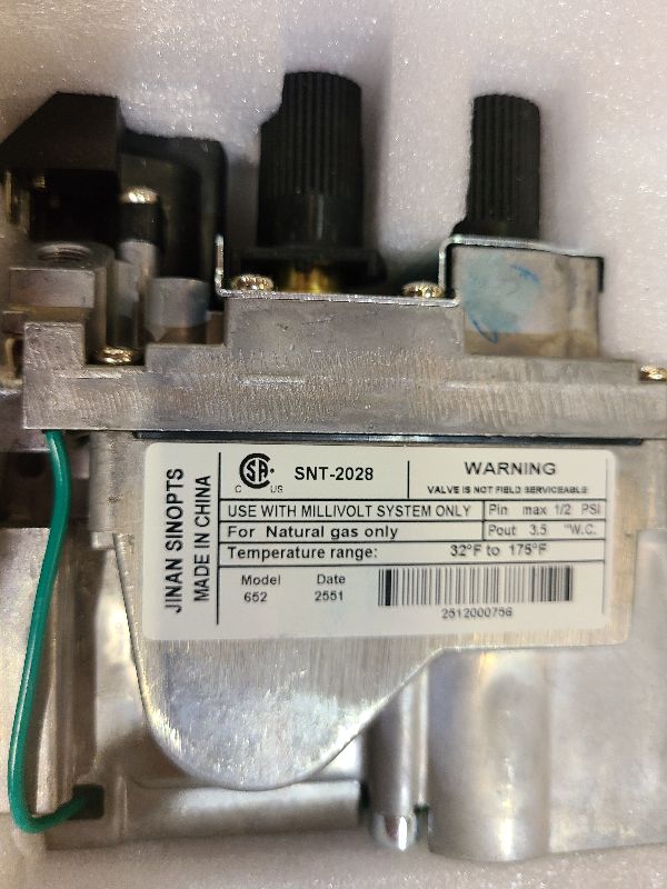 Photo 1 of 0820652 Natural Gas Fireplace Valve Replacement, J6830 Millivolt NG Gas Control Valve Replacement Compatible with SIT-820 Nova Valves Suitable for Various Direct Vent Fireplaces Stoves and Gas Logs