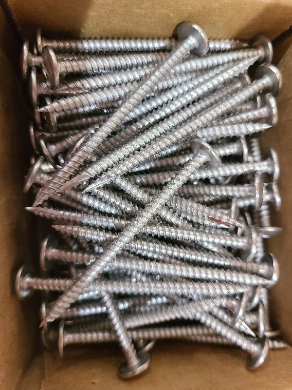 Photo 1 of #8 x 2-1/2 Sheet Metal Lath Screws Stainless Steel 305 (18-8) Sharp Point, Modified Truss Head Lath Screws, Phillips Drive, Type 17 Cutting Point, 1000 Pcs