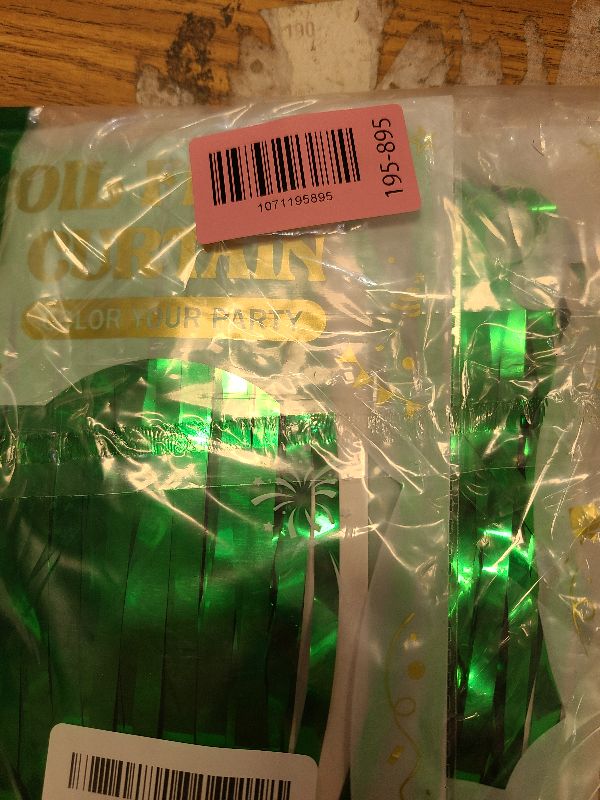 Photo 1 of 2 Pack Tinsel Backdrop, 3.28 FTx7.05 FT Green St Patricks Day Party Decorations, Metallic Backdrop Curtains Tinsel Curtains Streamer Backdrop, Party Supplies Wall Decor for St. Patricks Party Birthday