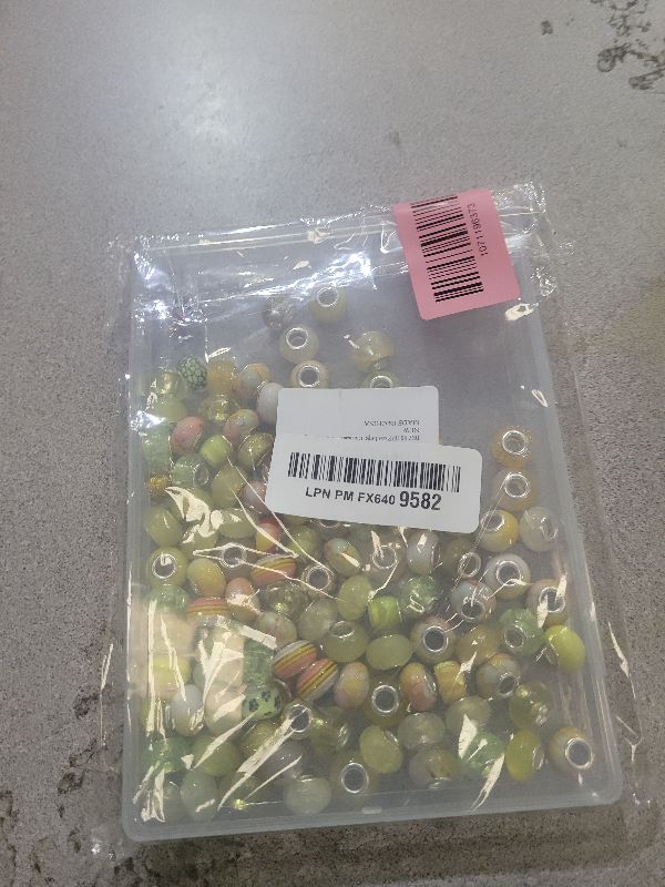 Photo 1 of 110 Pcs Beads for Pens - European Craft Large Hole Beads - Yellow Assorted Spacer Bead Bulk - Suitable for DIY Fairy Wand Garden Bead, Beaded Keychain, Necklace Bracelet Jewelry Making
