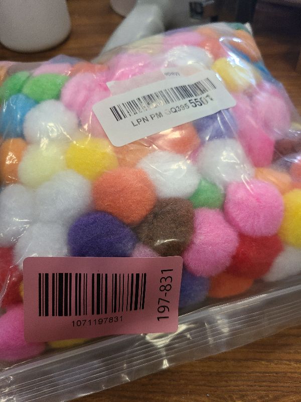 Photo 1 of 200 Pieces Pom Poms, 1 Inch Craft Pom Poms, Fuzzy Pompom Puff Balls for DIY Arts, Crafts Projects, Home Decorations (Multi-Colored)