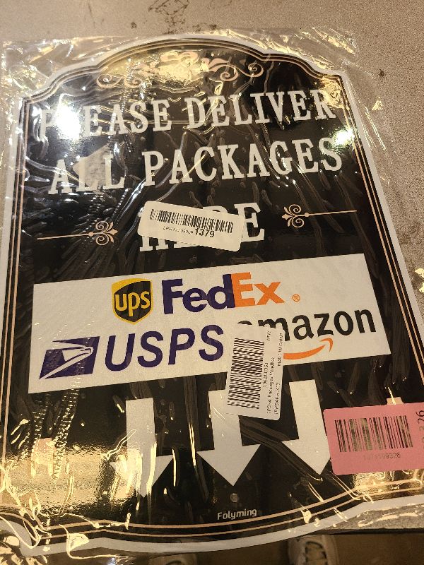 Photo 1 of 1 Pack Please Deliver All Packages Here Sign 14” x 10” Leave Package Deliveries Here Signs Rust-Free Aluminum Weatherproof Easy to Install