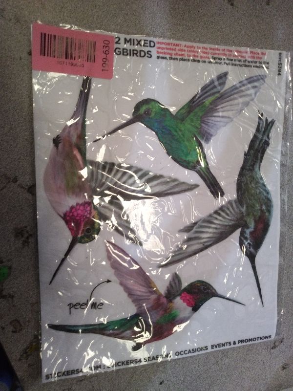 Photo 1 of 12-Pack Hummingbird Window Clings - Lifelike, Colourful Decals to Prevent Bird Strikes -Double-Sided for Bird Window Strike Prevention - Stop Birds from Hitting Windows