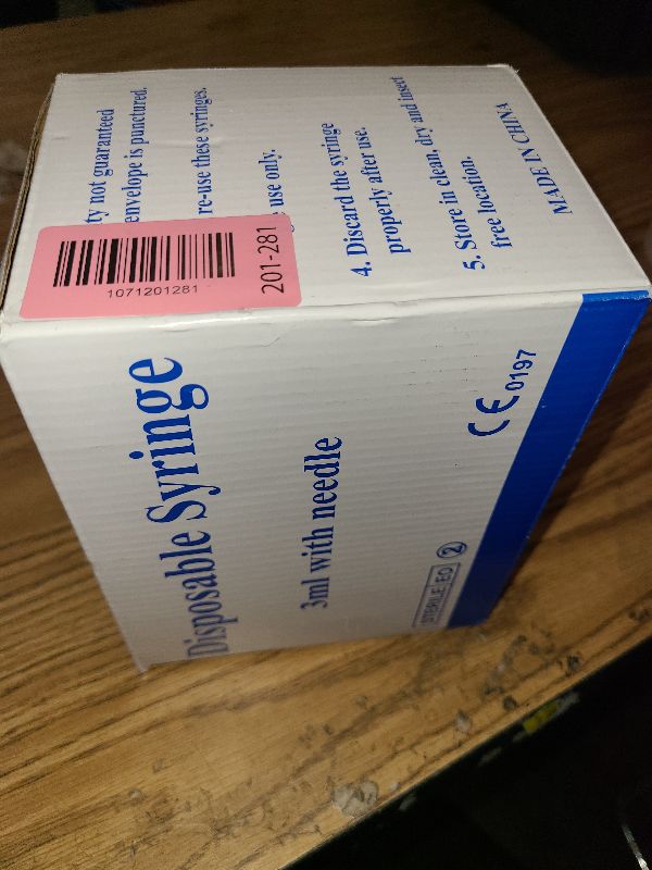 Photo 1 of 100Pack 3ml 3cc Disposable Plastic Syringes with 23Ga, Individually Sterile Package