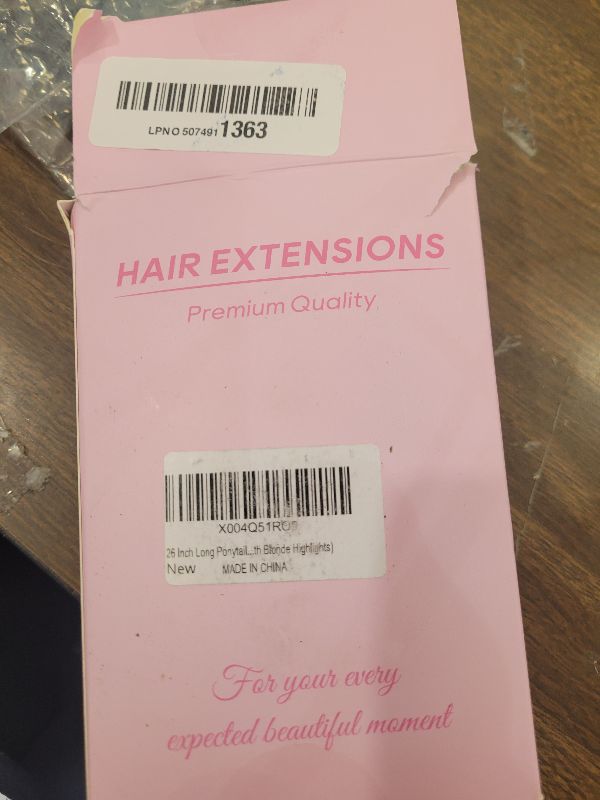 Photo 1 of 26 Inch Long Ponytail Extension - Soft Wavy Pony Tails Hair Extensions, Claw Clip Ponytail Extension, Synthetic Hair Extensions Ponytail, Clip in Ponytail (Color: Light Brown With Blonde Highlights)