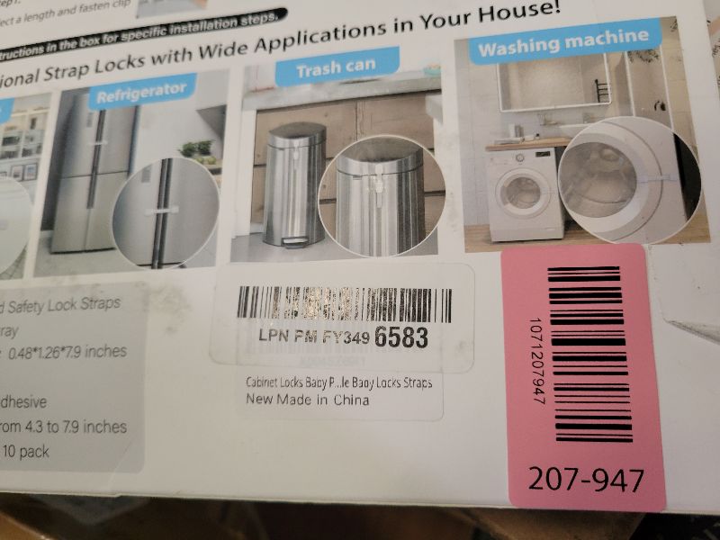 Photo 1 of 10 Pack Cabinet Locks Baby Proofing, Child Proof Cabinet Locks with 3M Adhesive - Easy Installation with Adjustable Straps, Multi-Purpose Child Safety Latches for Drawers Fridge Trash Cans Toilets