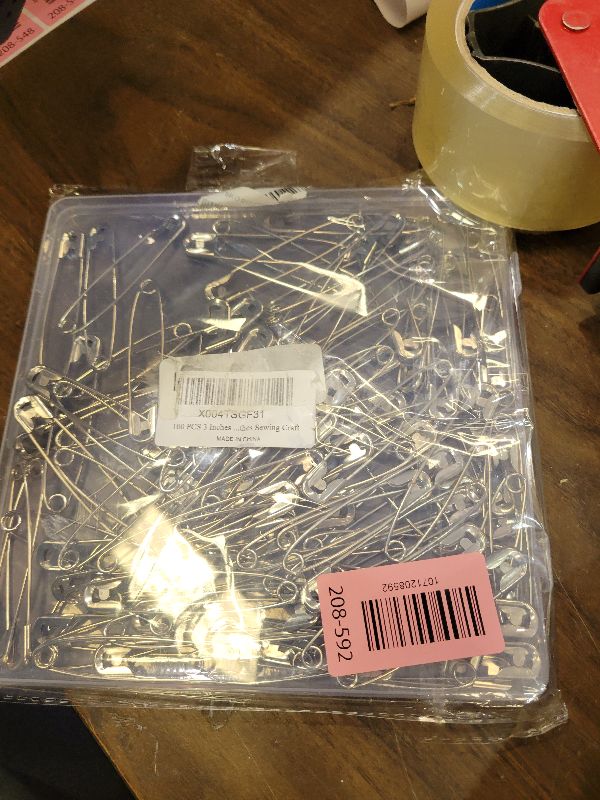 Photo 1 of 100 PCS 3 Inch Large Safety Pins for Clothes, Big Heavy Duty Safety Pins, Rust-Resistant Nickel Plated Steel Clothing Pin for Clothes Sewing Craft