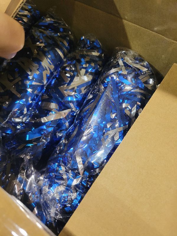 Photo 1 of 100 Pack Cheerleading Pom Pom Bulk Football Game Cheerleader Pompoms Plastic Cheering Hand Flowers with Handle for Sports Dance Match Team Cheerleading Squad(Blue and Silver)
