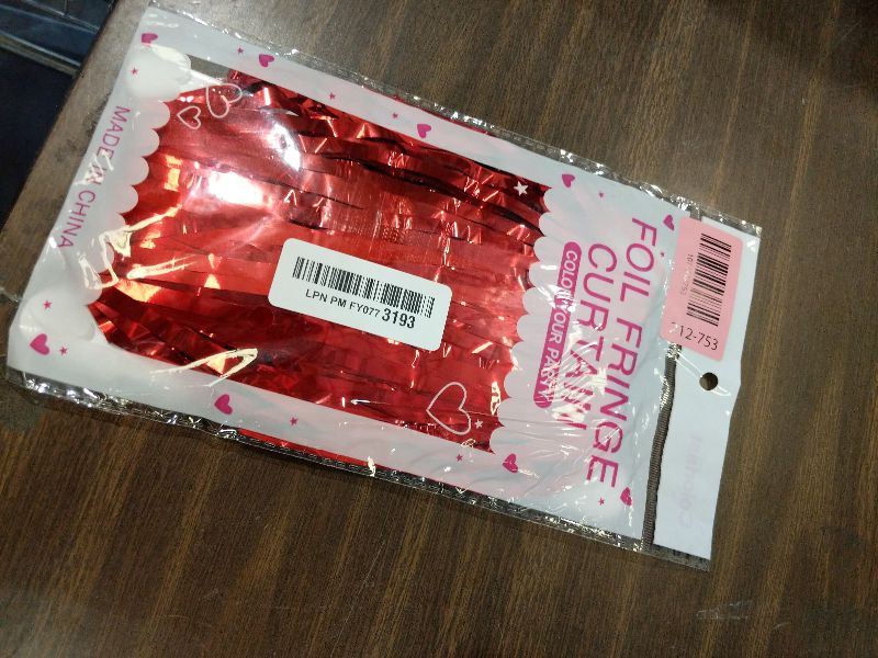 Photo 1 of 2 Pack Foil Curtain Backdrop Red Metallic Tinsel Foil Fringe Curtains Photo Booth Props for Birthday Wedding Engagement Baby Shower Bachelorette Christmas Holiday Celebration Party Decorations