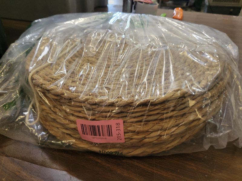 Photo 1 of 13.8'' Round Woven Placemats Set of 12, Boho Rattan Chargers for Dinner Plates, Rustic Wicker Place Mats, Straw Braided Table Placemats, for Dining Table Decor, Wedding, Farmhouse and Home Decor