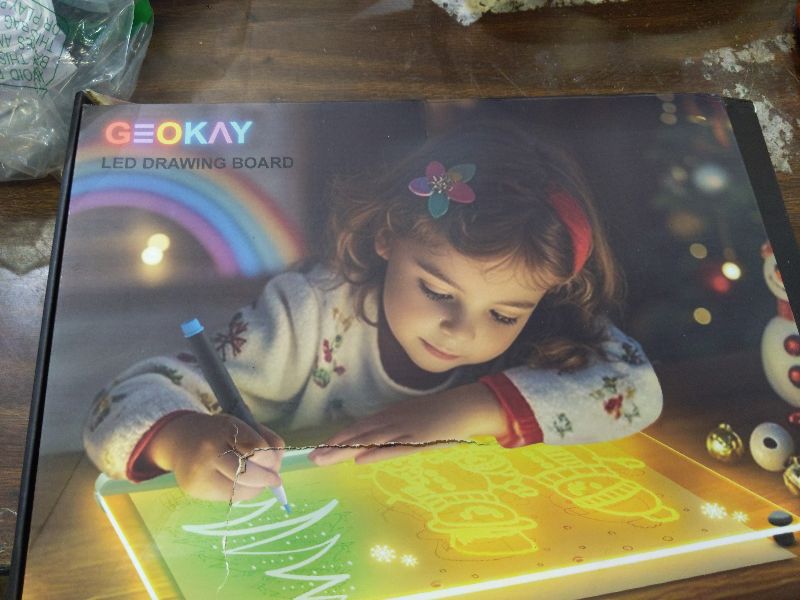 Photo 1 of 16-Inch Rechargeable LED Drawing Board, 9-Color Light Modes, Neon Art Dry Erase Light Up Doodle Glow Pad with Built-in Stand, Sketching Gift Toy for Kids/Girls/Teens, 7 Markers & Tracing Book