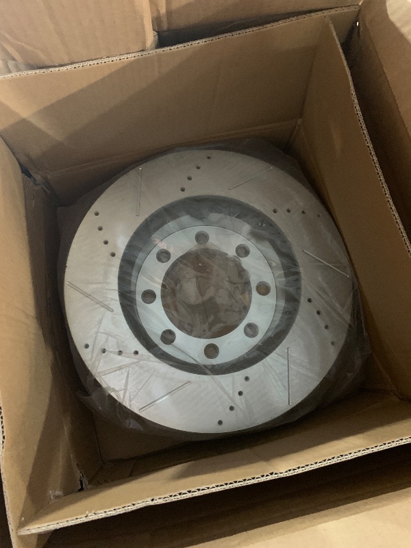 Photo 1 of (1 pc/ missing ) PowerStop Front & Rear Brake Kit For Ford F-250 Super Duty 2012-22 | Ford F-350 Super Duty 2013-22 - Truck & Tow Carbon Fiber Ceramic Brake Pads + Drilled & Slotted Rotors Upgrade, K6405-36