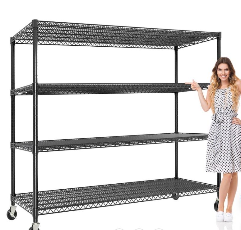 View 1 of Garvee 59"W Storage Shelves 2640LBS Heavy Duty Garage Shelving Units with Wheels and Adjustable Shelf, 4-Tiers Wire Shelving Rack for Garage Pantry Kitchen Warehouse Industrial