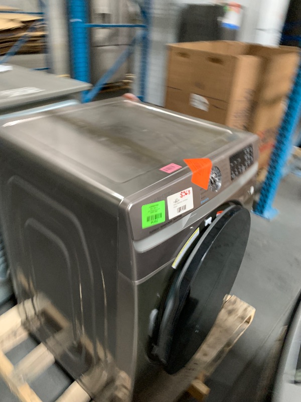 Photo 1 of ***HEAVILY USED MAJOR DAMAGE***
Samsung 7.5 Cu. Ft. Brushed Black Front Load Gas Dryer