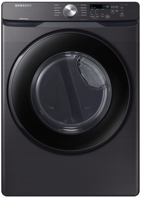 Photo 1 of ***HEAVILY USED MAJOR DAMAGE***
Samsung 7.5 Cu. Ft. Brushed Black Front Load Gas Dryer