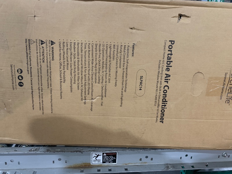 Photo 1 of (not functional sold as parts/ NEW) SereneLife Small Air Conditioner Portable 14,000 BTU with Built-in Dehumidifier - Portable AC unit for rooms up to 650 sq ft - Remote Control, Window Mount Exhaust Kit