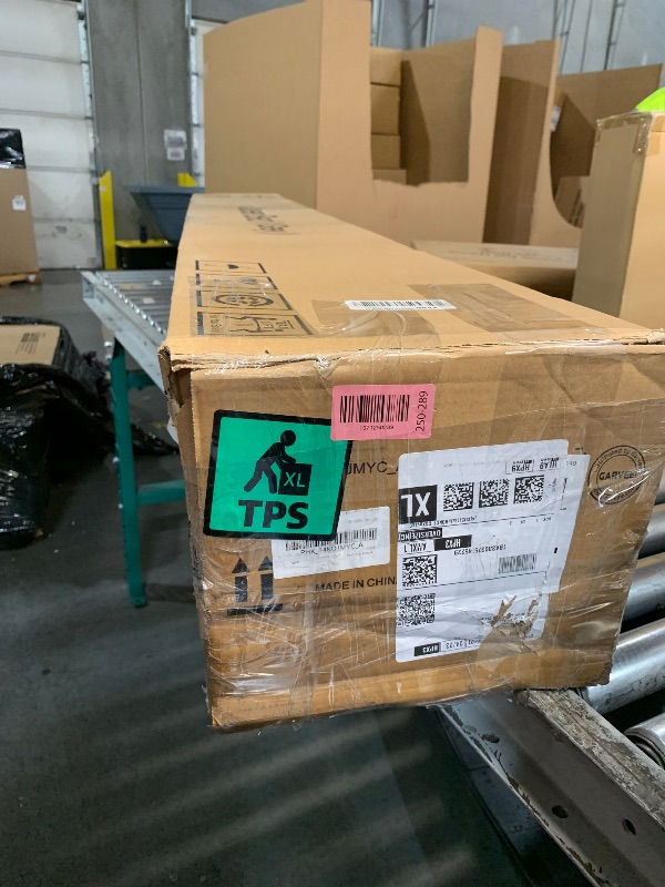 Photo 1 of **MISSING HEADBOARD**GarveeHome Upholstered Canopy Bed Frame Queen Size with Headboard, Button Tufted, Nailhead Trim Design, No Box Spring Required, Dark Grey(Shipped in 2 Boxes)
