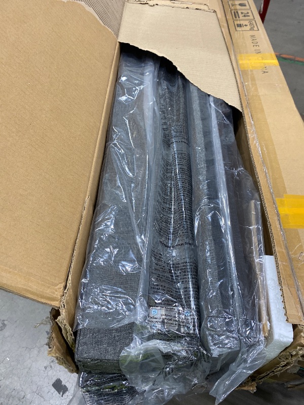 Photo 1 of **MISSING HEADBOARD**GarveeHome Upholstered Canopy Bed Frame Queen Size with Headboard, Button Tufted, Nailhead Trim Design, No Box Spring Required, Dark Grey(Shipped in 2 Boxes)