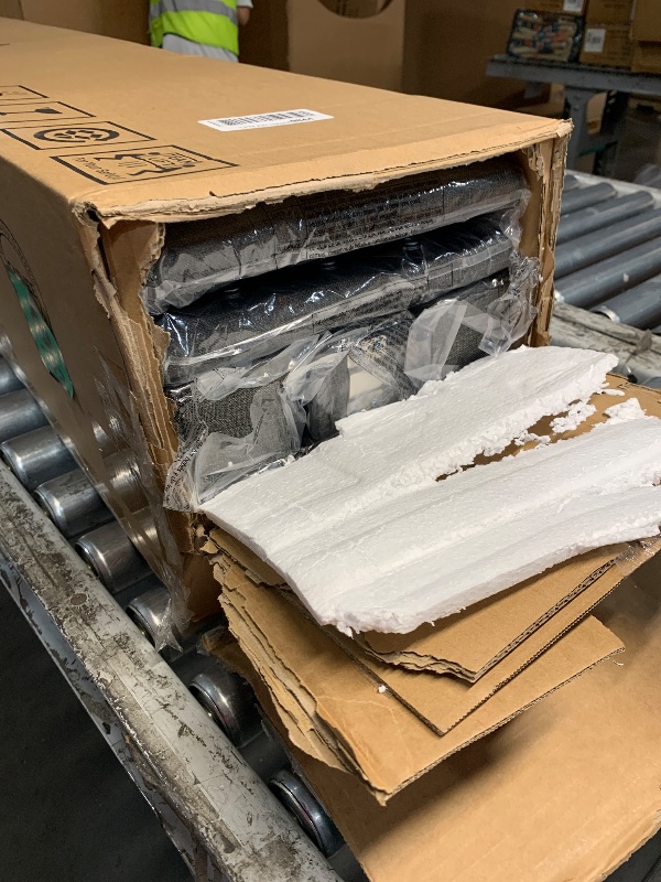 Photo 1 of **MISSING HEADBOARD**GarveeHome Upholstered Canopy Bed Frame Queen Size with Headboard, Button Tufted, Nailhead Trim Design, No Box Spring Required, Dark Grey(Shipped in 2 Boxes)