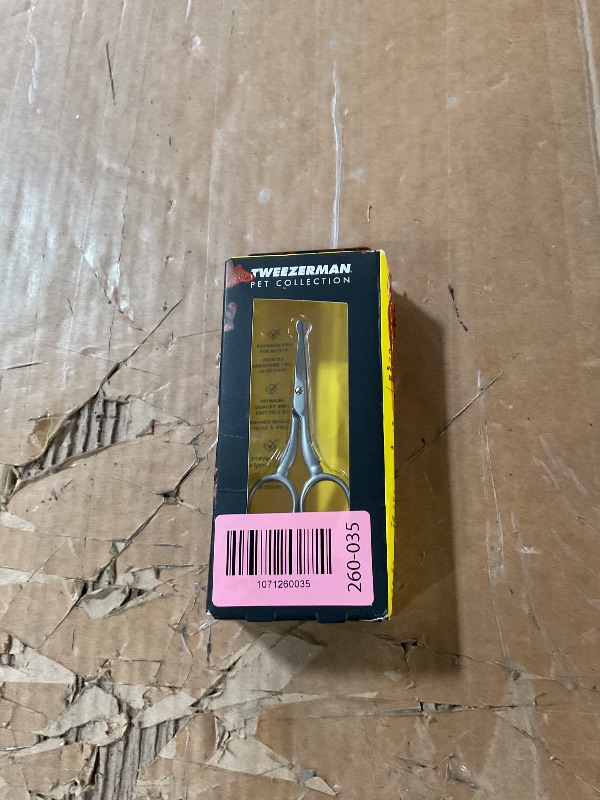 Photo 1 of ** package is damaged, but not product **
Tweezerman Pet Grooming Scissors, Stainless Steel Rounded Tip Trimming Shears for Dogs and Cats