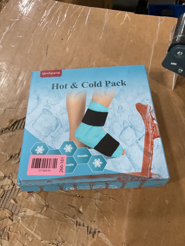 Photo 1 of ** package is damaged, but not product ** Comfytemp Ankle Foot Ice Pack Wrap for Plantar Fasciitis Relief, Ankles Brace for Sprain, Heel Spur, Swelling, Achilles Tendonitis, Cold Bag for Injuries Reusable, Hot Cold Compress, 1 Pack (Blue)