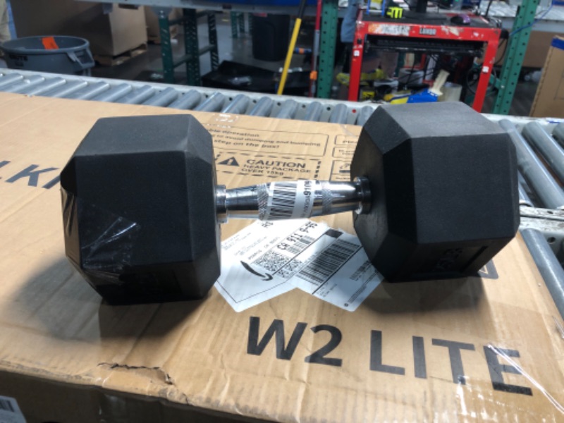 Photo 1 of ***MISSING PARTS***Fitvids Rubber Encased Hex Dumbbell, Hand Weights Set of 2 with Anti-Slip Cast Iron Grip for Strength Training, 25 LB Pair