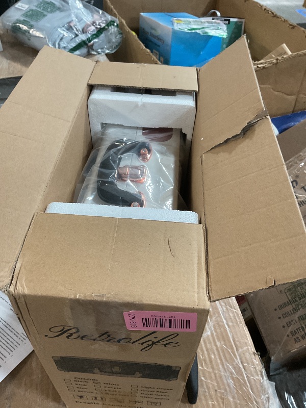 Photo 1 of ***PARTIAL SET - PRICE ADJUSTED***
Turntable Vinyl Record Player 3-Speed Suitcase Portable Belt-Driven Record Player with Built-in Speakers RCA Line Out AUX in Headphone Jack Vintage White