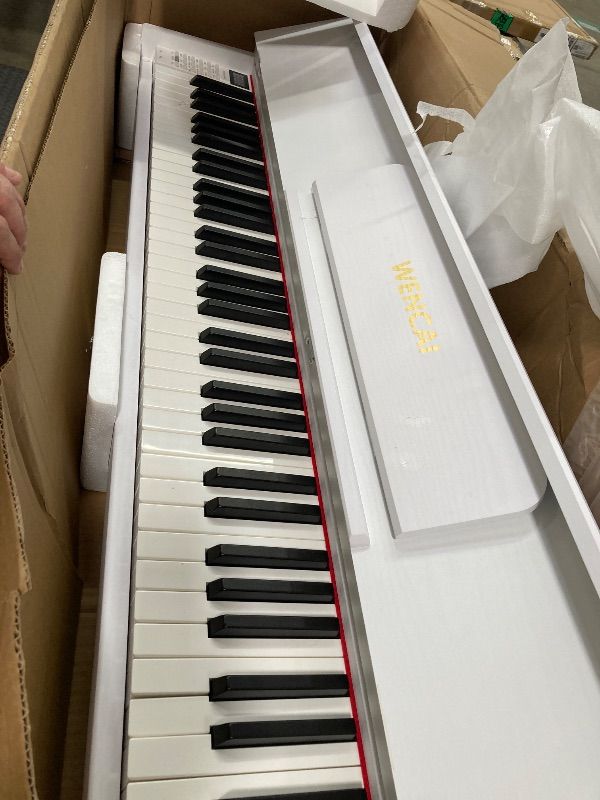 Photo 1 of **MISSING PARTS/NO POWER PLUG***WENCAI 88 Key Fully Weighted Digital Piano Keyboard, 88 Keys Hammer Action Electric Pianos, Wooden Classic Upright Electronic Piano for Beginner, Professional, Midi Compatible, Triple Pedal (White)
