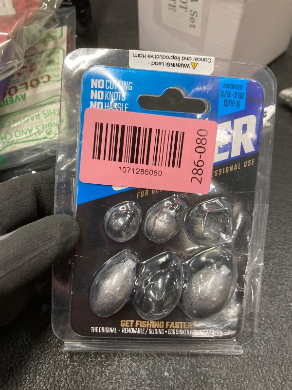Photo 1 of *3 missing* Easy Sinker - Removable & Knotless Fishing Weights for Saltwater Fishing, Tackle Sliding Sinkers for Line & Rod, Oval Fishing Equipment for Sea, Lake
