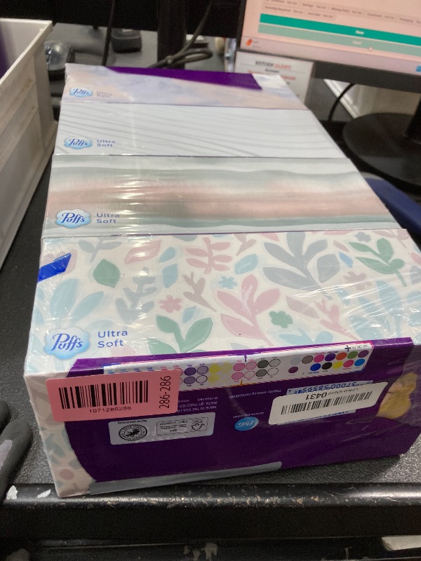 Photo 1 of *FACTORY SEALED* Puffs Ultra Soft Facial Tissues, 4 Family Size Boxes, 124 Facial Tissues per Box, Allergies and Colds