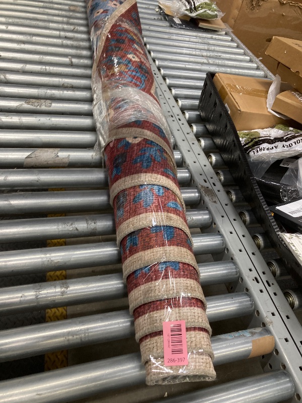 Photo 1 of *USED/DIRTY* Loloi Rifle Paper Co. Canopy Collection CNP-03 Red/Blue 7'-6" x 9'-6" Area Rug