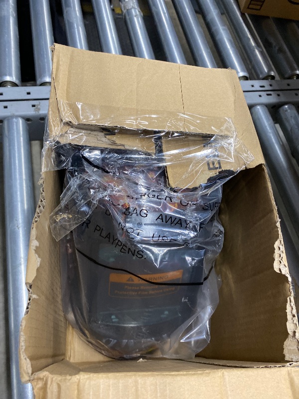 Photo 1 of **CRACKS ON TOP**TRQWH Large View 3.94" x 3.15" Welding Helmet Auto Darkening Welding Hood with LED Light Solar Powered True Color 4 Arc Sensor Welding Mask Wide Shade 4/5-9/9-13 Weld Helmet with Grinding (KTS-QLS05)