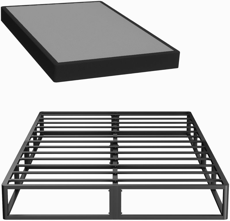 Photo 1 of **DAMAGED BOX/SOME RUST***10 inch Box Spring for King Bed, Heavy Duty Metal Bed Frame with Fabric Cover, 3000lbs Max Weight Capacity Bed Base Mattress Foundation, Easy Assembly, Noise Free, Black