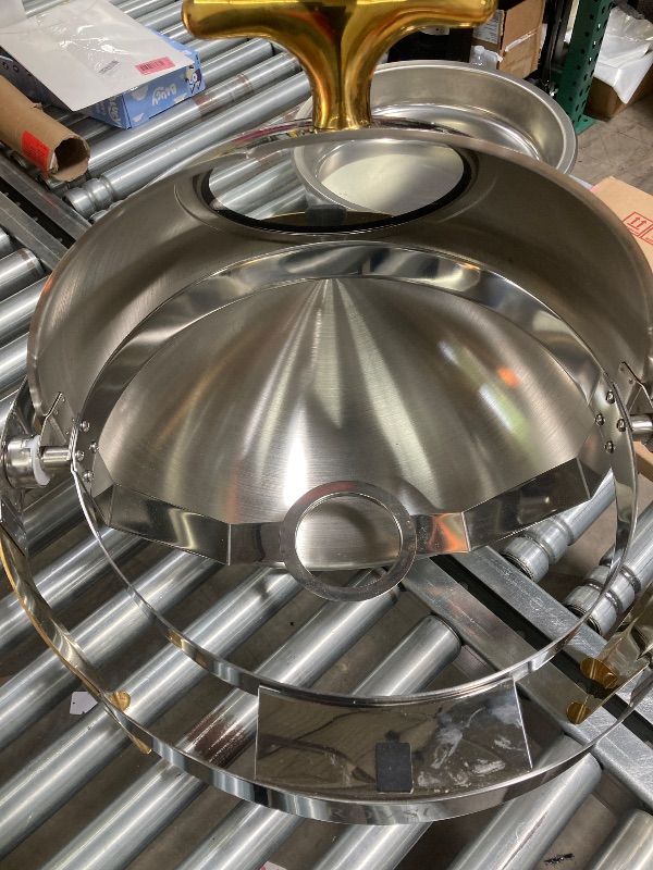Photo 1 of ***MISSING PIECE -SELLING AS PARTS ONLY*** ROVSUN Chafing Dish Buffet Set,6 Quart Roll Top Stainless Steel Chafer, NSF Round Set with Food Pan, Water Pan  for Wedding, Parties, Banquet, Catering Events