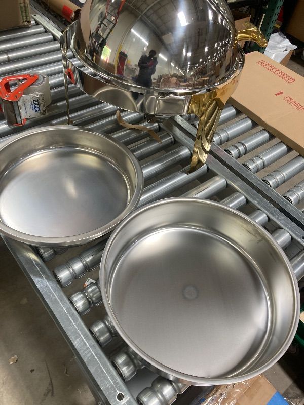 Photo 1 of ***MISSING PIECE -SELLING AS PARTS ONLY*** ROVSUN Chafing Dish Buffet Set,6 Quart Roll Top Stainless Steel Chafer, NSF Round Set with Food Pan, Water Pan  for Wedding, Parties, Banquet, Catering Events