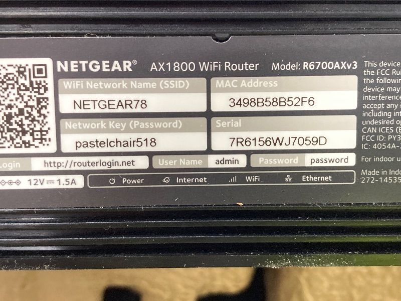Photo 1 of ***POWER CORD MISSING***NETGEAR WiFi 6 Router 4-Stream (R6700AX) – Router Only, AX1800 Wireless Speed (Up to 1.8 Gbps), Covers up to 1,500 sq. ft., 20 Devices – Free Expert Help, Dual-Band***POWER CORD MISSING***