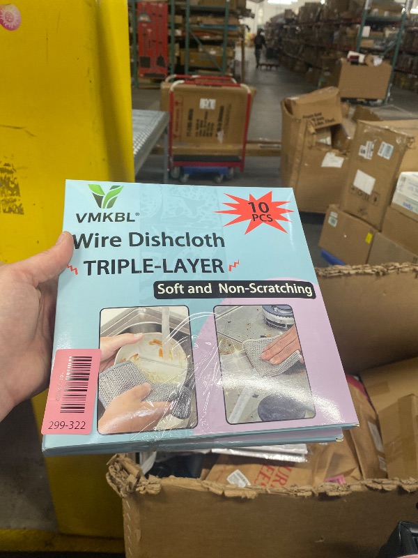 Photo 1 of **2 PACKAGES** VMKBL 12 Pcs New Upgraded 3 Layers Non Scratch Wire Dishcloth, Multipurpose Wire Dishwashing Rags, Wet & Dry for Cookware, Sinks, Dishes, Stoves & Fireplaces (7.87 x 7.87-12pcs)