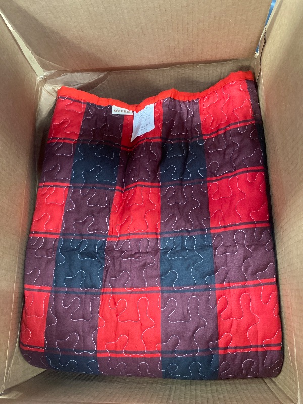 Photo 1 of 
**SIMILAR, NOT EXACT ITEM**Marina Decoration Rich Printed Embossed Pinsonic Coverlet Bedspread Ultra Soft 3 Piece Summer Quilt Set with 2 Quilted Shams, Red Black Plaid Pattern Queen/Full Size