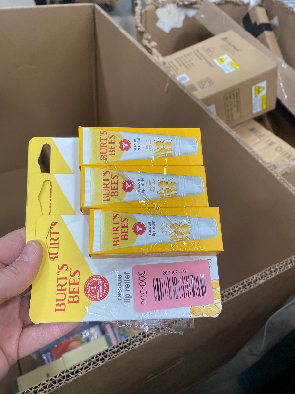 Photo 1 of **3 PACKS**Burt's Bees Rescue Lip Relief, Honey Vanilla, Hydrating Lip Balm for Dry Cracked Lips, with Responsbily Sourced Beeswax and Shea Butter, 100% Natural Origin, 1 Squeezy Tube, 0.35oz
