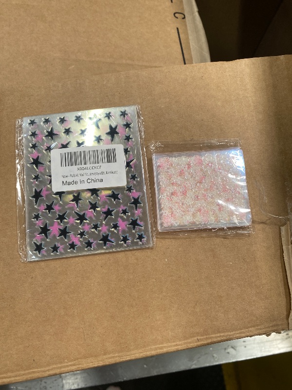 Photo 1 of **2 DIFFERENT PACKS OF NAIL STICKERS**12 Sheets Star Nail Art Stickers Decals Gold Silver Pink Nails Art Stickers 3D Self Adhesive Pentagram Nail Decals with Design for Women Girls Kid DIY Independence Day Manicure Decoration
