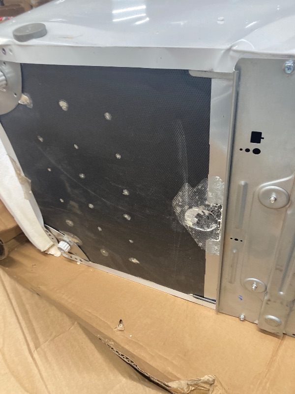 Photo 1 of ****It is used, heavily damaged, and it is unknown whether it functions at 100%.******Midea MERC04C4BAWW Chest Freezer, 3.5 Cubic Feet Freezer With Removable Basket, Interior LED Light, Adjustable Temperature, For Kitchen Apartment Office, White