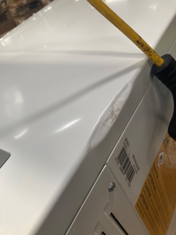 Photo 1 of ****It is used, heavily damaged, and it is unknown whether it functions at 100%.******Midea MERC04C4BAWW Chest Freezer, 3.5 Cubic Feet Freezer With Removable Basket, Interior LED Light, Adjustable Temperature, For Kitchen Apartment Office, White
