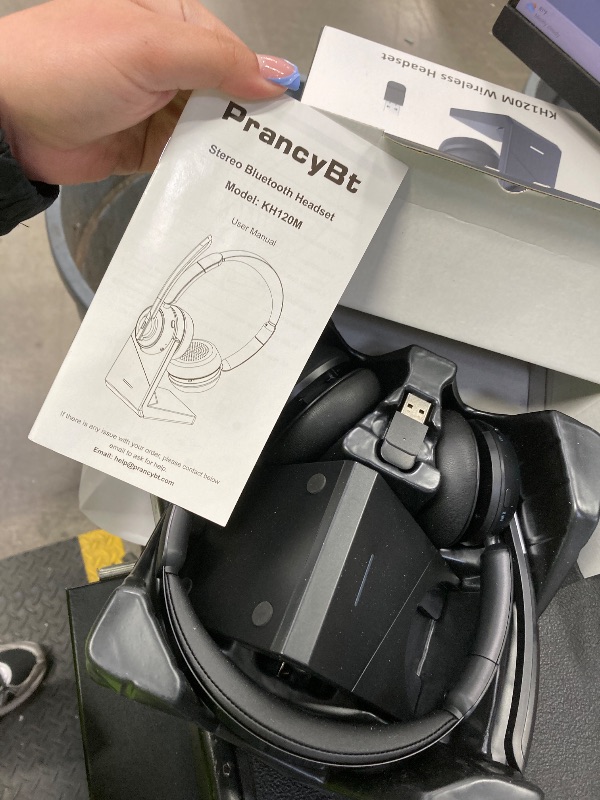 Photo 1 of (2025 Upgraded) Wireless Headset with Mic for Work, Bluetooth Headset with Noise Canceling Microphone with Dongle, Charging Base & Mic Mute, Wireless Headphones for Work from Home/PC/Computer