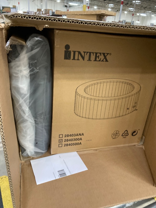 View 2 of ***MISSING PARTS-ONLY/2 BOXES**** INTEX 28425EH PureSpa Bubble Massage Spa Set Outdoor Inflatable Portable Hot Tub, Includes Energy Efficient Spa Cover, Saltwater System Ready, 4 Person, 77in x 28in