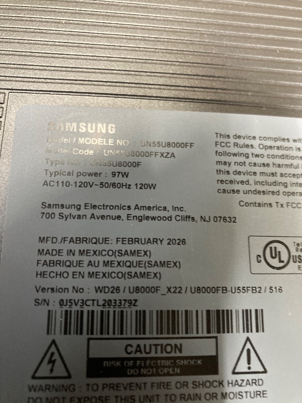 Photo 1 of ****NO RETURN/NO REFUND****Samsung 55-Inch Class Crystal UHD U8000F 4K Smart TV (2025 Model) Endless Free Content, Crystal Processor 4K, MetalStream Design, Knox Security, Compatible with Alexa
