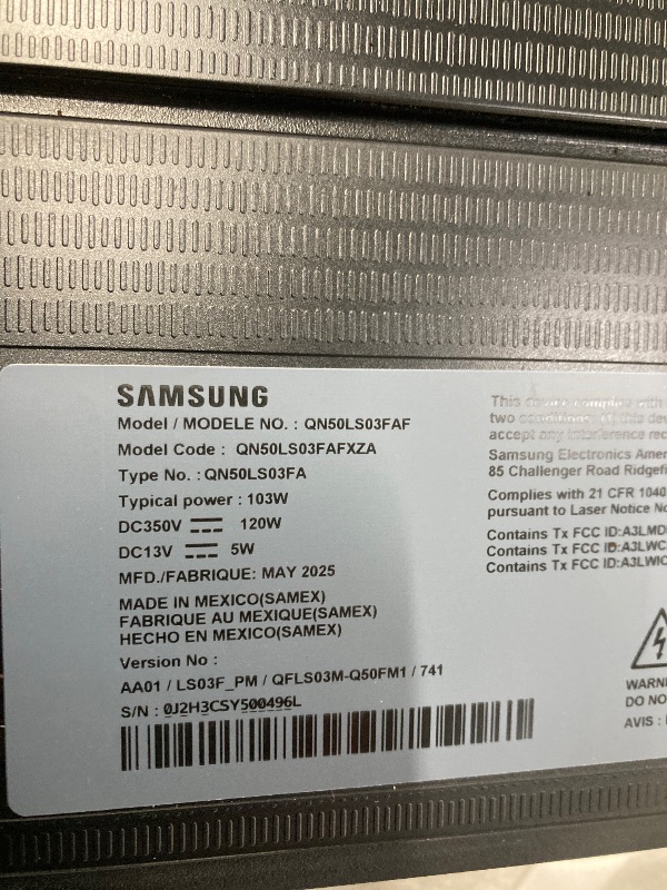 Photo 1 of ****NO RETURN/NO REFUND****
Samsung 50-Inch Class The Frame LS03F 4K QLED Smart TV (2025 Model) Slim Fit Wall Mount, Modern Frame Design, NQ4 AI Gen2 Processor, Art Mode, Artful Picture Quality, Samsung Vision AI, Alexa Built-in