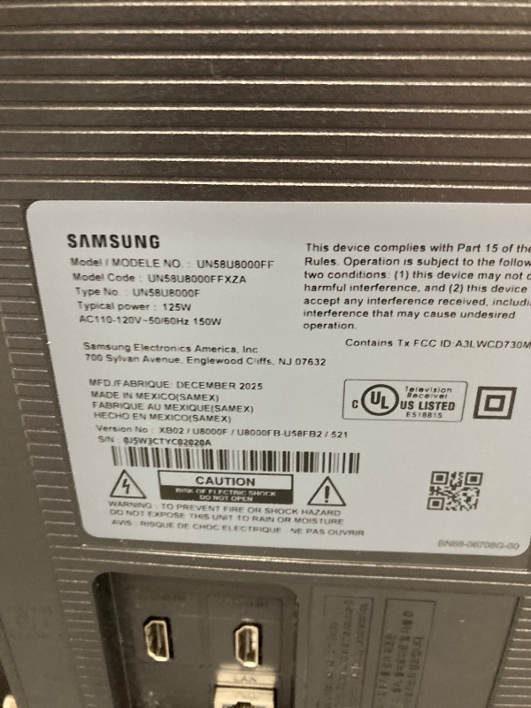 Photo 1 of ****NO RETURN/NO REFUND****
Samsung 58-Inch Class Crystal UHD U8000F 4K Smart TV (2025 Model) Endless Free Content, Crystal Processor 4K, MetalStream Design, Knox Security, Alexa Built-in