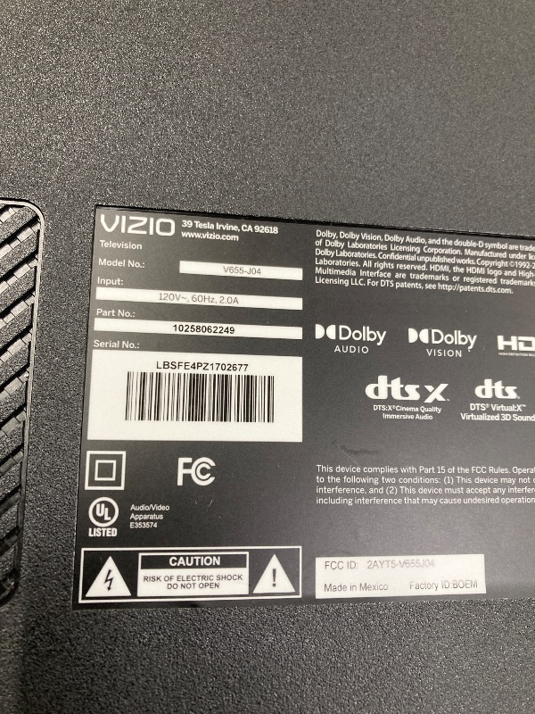 Photo 1 of ****NO RETURN/NO REFUND****
VIZIO 65-Inch V-Series 4K UHD LED Smart TV with Voice Remote, Dolby Vision, HDR10+, Alexa Compatibility, V655-J09, 2022 Model