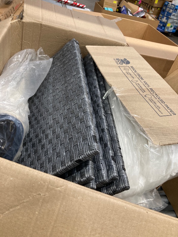 Photo 1 of ***MISSING PIECES -SELLING AS INCOMPLETE PARTS ONLY*** Shintenchi Pieces Outdoor Patio Furniture, Silver Gray PE Wicker Furniture Modular Patio Conversationwith Washable Cushions (Aegean Blue)