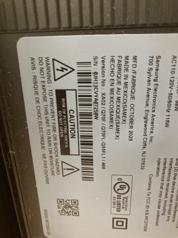 Photo 1 of ** no refunds, no returns** Samsung 55-Inch Class QLED Q7F Series Samsung Vision AI Smart TV (2025 Model, 55Q7F) Quantum HDR, Object Tracking Sound Lite, Q4 AI Gen1 Processor, 4K upscaling, Gaming Hub, Alexa Built-in